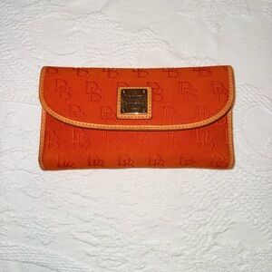 Orange Canvas and Leather Dooney & Bourke Women's Trifold Wallet